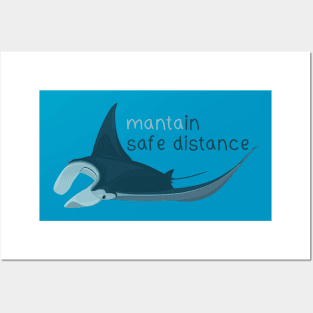 Manta ray safe distance reminder Posters and Art